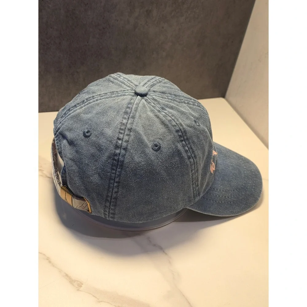 Adams Westlake Blue Denim Baseball Cap Pink Embroidered Dad Hat LP101
